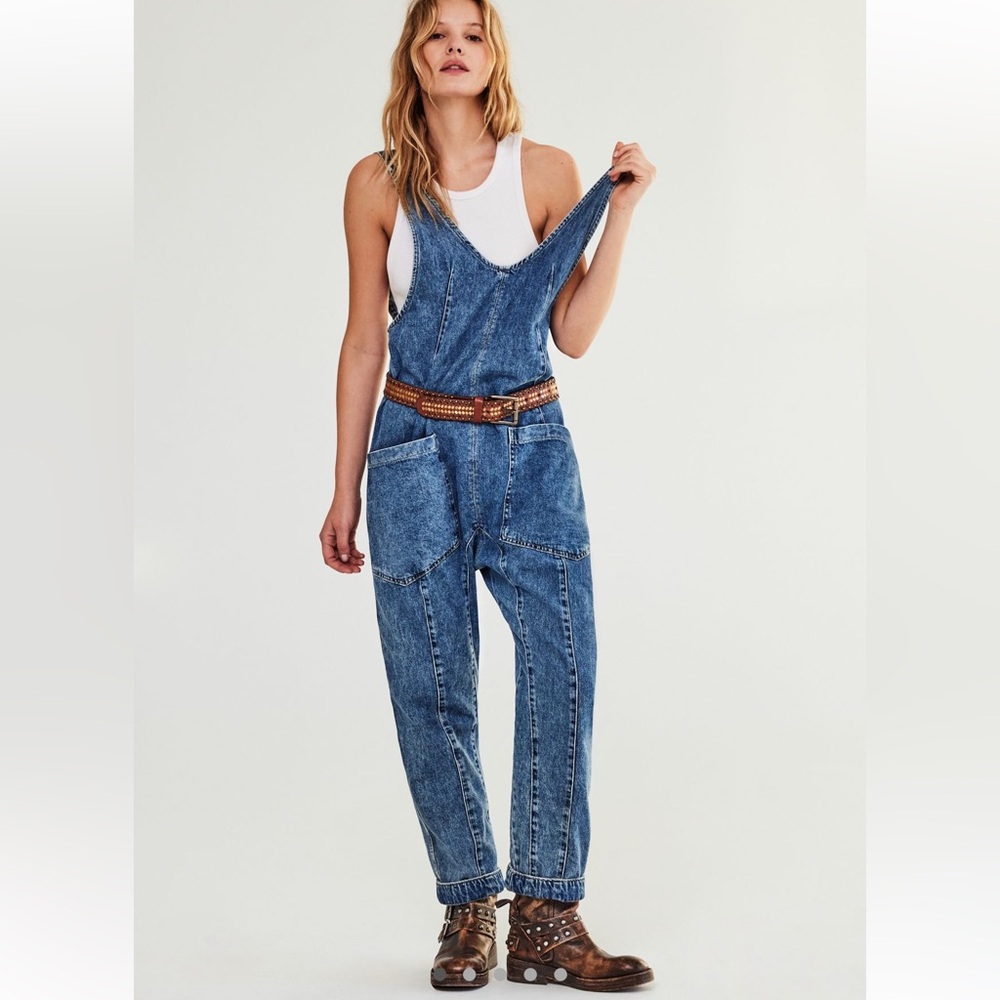 The Free People High Roller Jumpsuit in Sapphire Blue